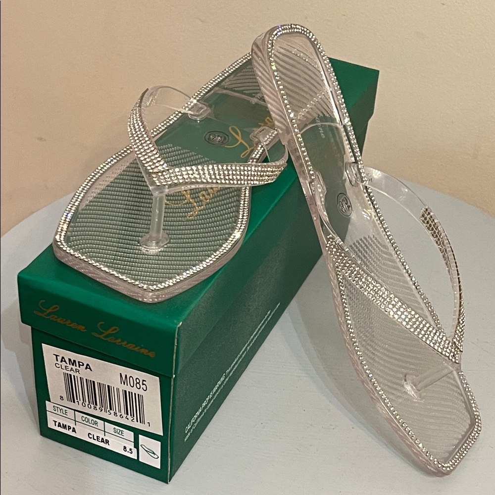 NIB Lauren Lorraine Tampa Silver Rhinestone Sandals